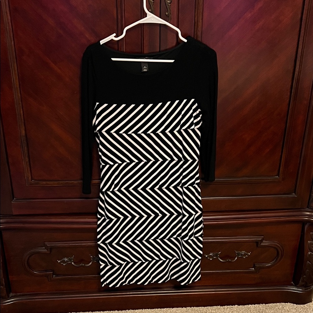 White House Black Market Black and White Striped Dress